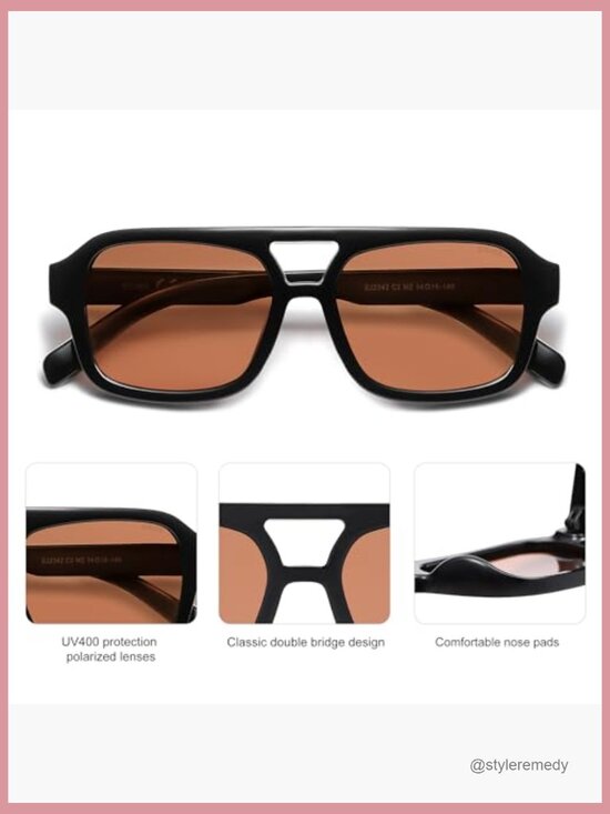 Retro Aviator Sunglasses Polarized UV400 Protection Square Designer